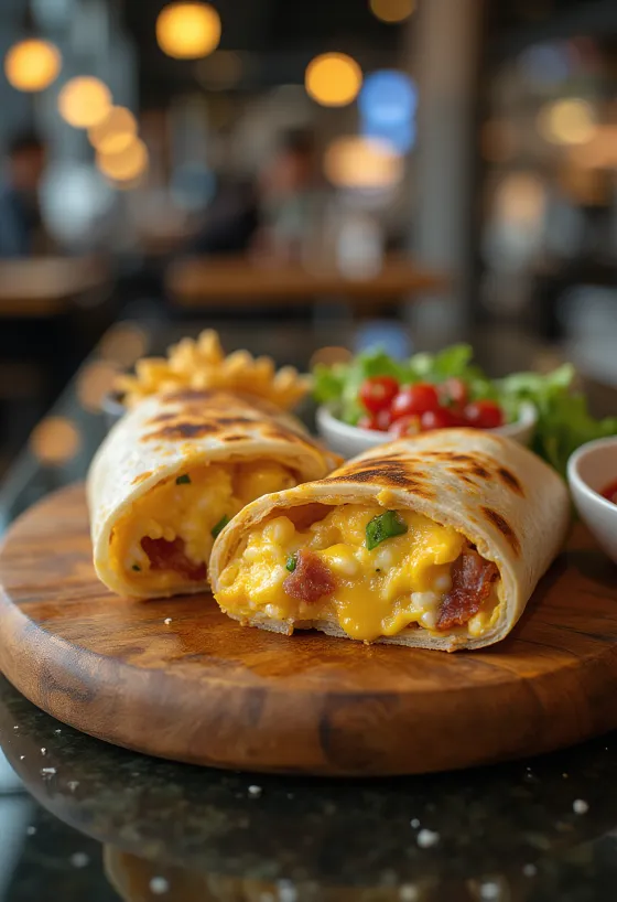 Burrito za doručak punjen jajima, slaninom i sirom