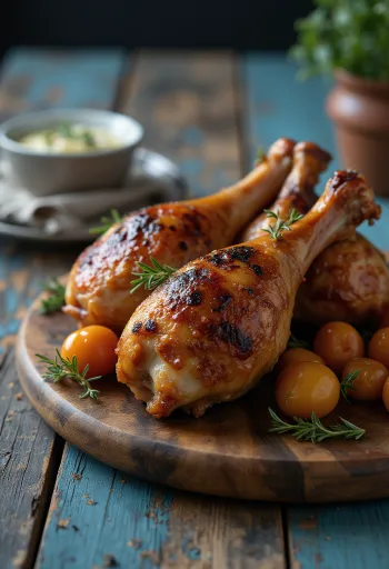 Dimljeni pureći bataci posluženi na rustikalnom tanjuru