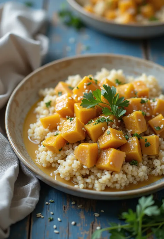 Curry od kvinoje i bundeve s tahinijem