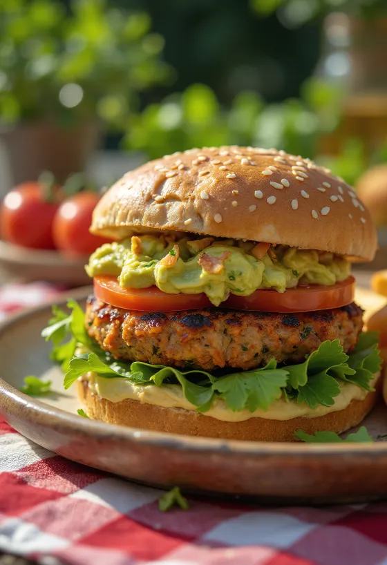 Poslužen povrtni veganski burger