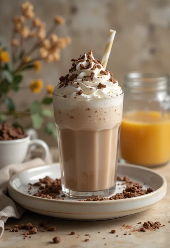 Frappuccino s medom i čokoladom u čaši