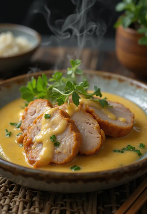 Svinjski kare poslužen u umaku od senfa