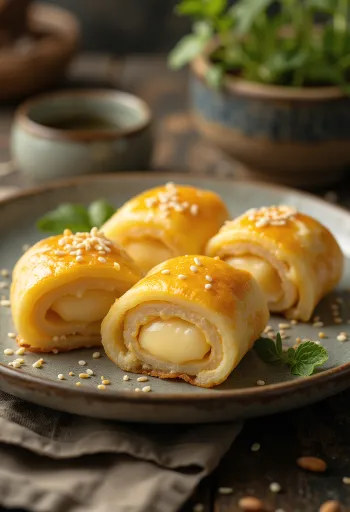 Tamagoyaki sa sirom, s topljenim sirom u omletu od jaja