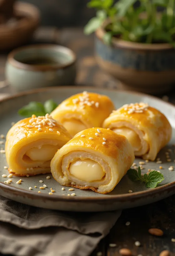 Tamagoyaki sa sirom, s topljenim sirom u omletu od jaja