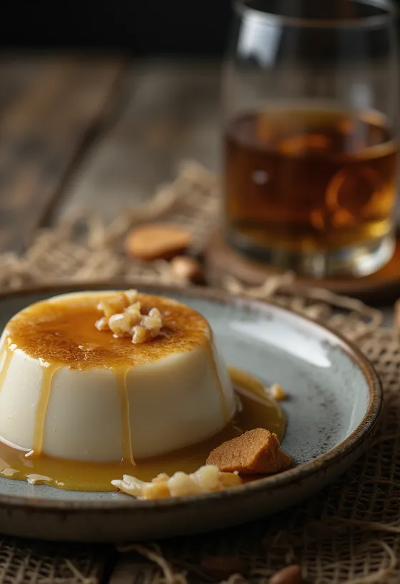 Panna cotta s viskijem servirana