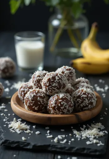 Kuglice od kokosa i banane poslužene u zdjeli