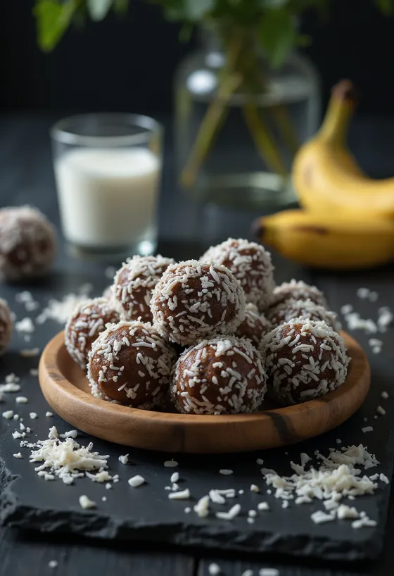 Kuglice od kokosa i banane poslužene u zdjeli