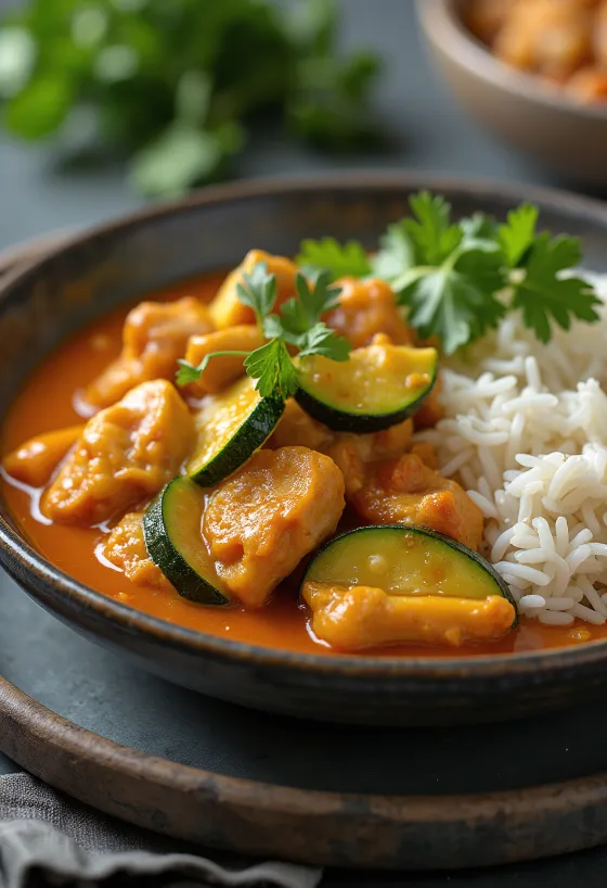 Tajlandski curry s piletinom poslužen