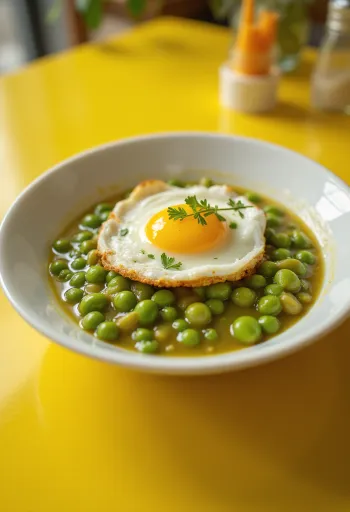 Kremasto varivo od graška, posuto svježim peršinom