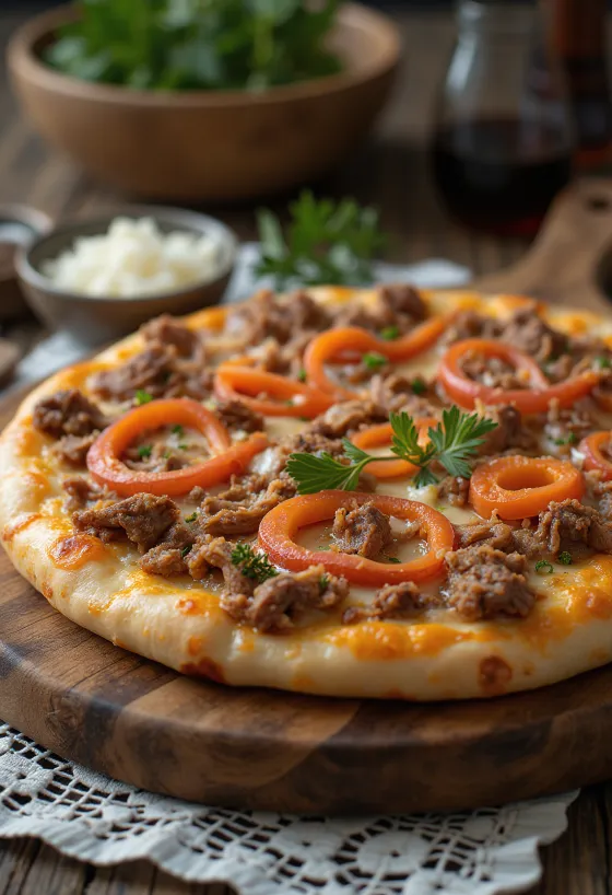 Pizza u kazaškom stilu s govedinom ili konjetinom