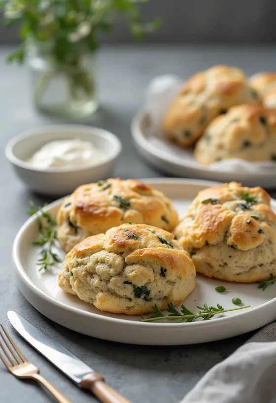 Scones sa začinskim biljem posluženi