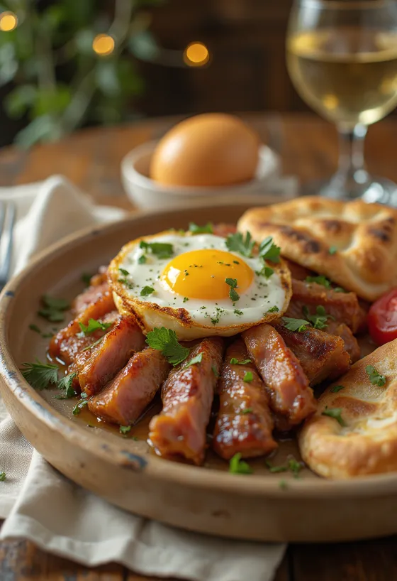 Slojevi pečenog patlidžana i mesa preliveni umakom i maslacem