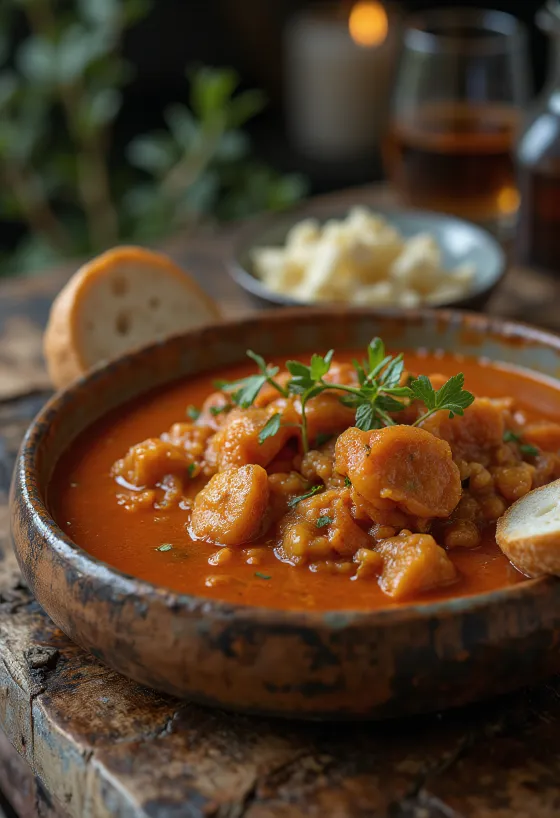 Tradicionalne mađarske tripice poslužene s povrćem i svježim kruhom