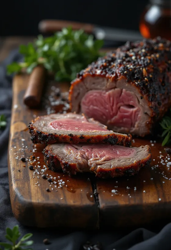 BBQ goveđa prsa poslužena natrgana na vlakna i s pečenim krumpirom