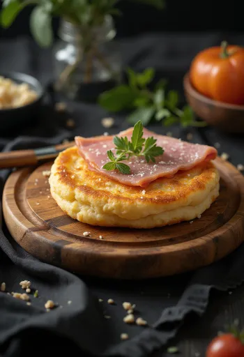 Crumpet sa šunkom, zlatnosmeđi, mekani kolačići