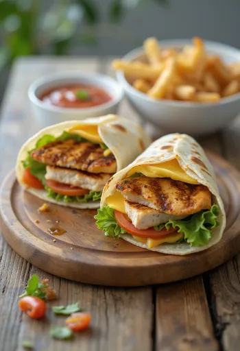 Pileći wrap sa svježim povrćem, grilanim pilećim prsima i preljevom od jogurta