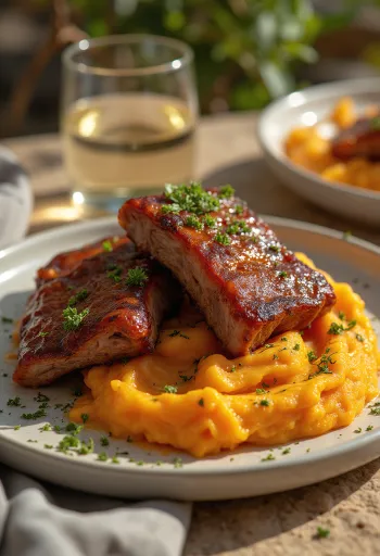 BBQ rebarca sa slatkim krumpirom poslužena