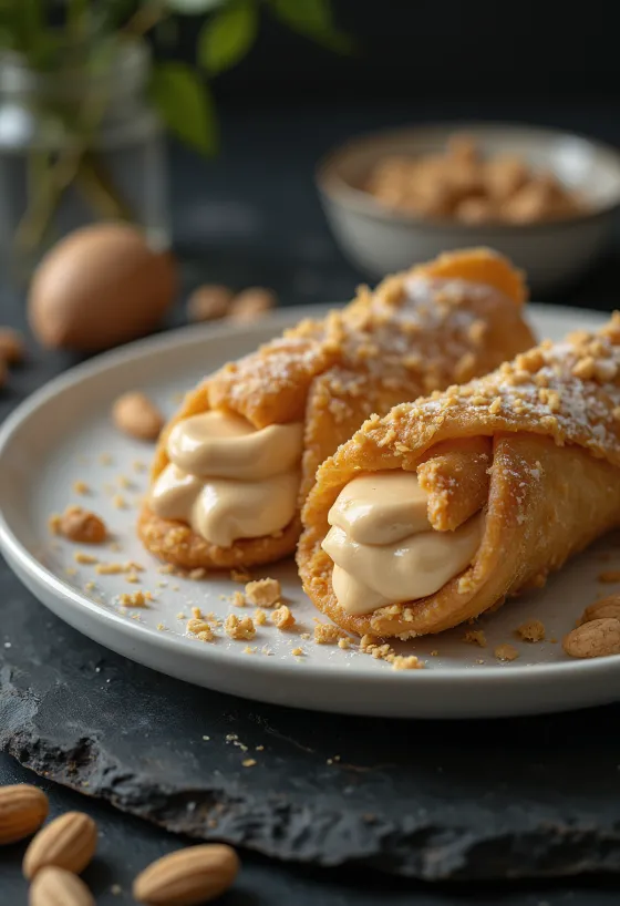Cannoli s kikirikijem posluženi na tanjuru