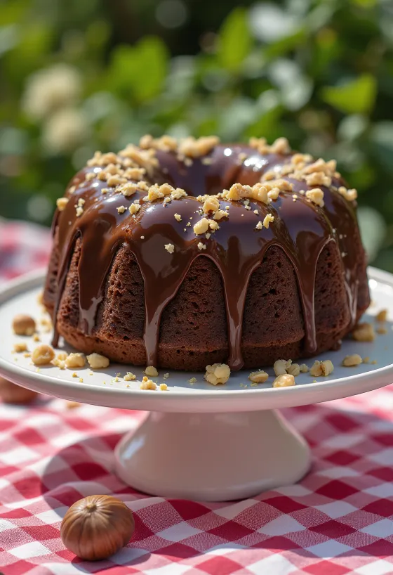 Čokoladno-lješnjak tartuf torta narezana i poslužena