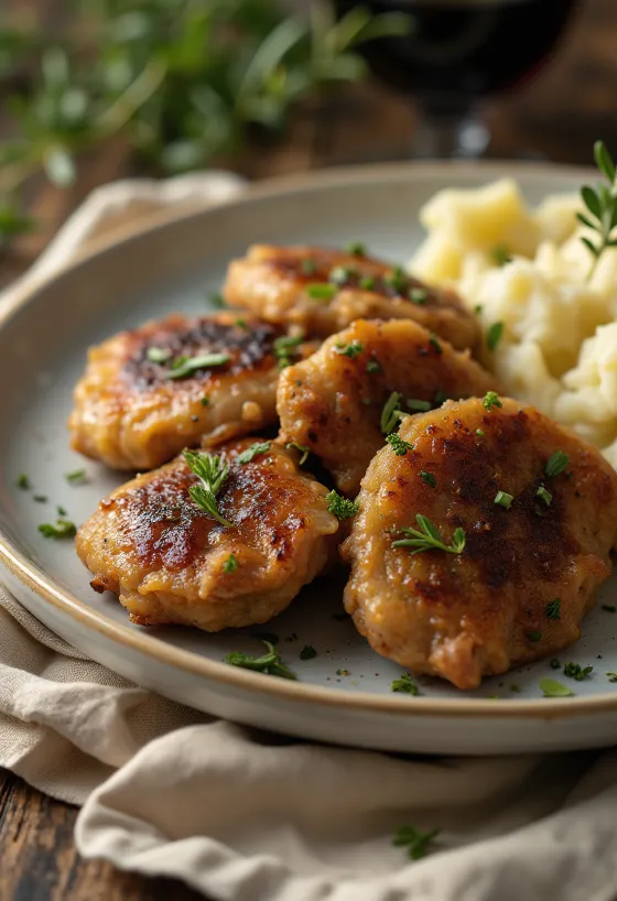 Pečena pileća jetrica pečena do hrskavosti, poslužena sa svježim kruhom i ljubičastim lukom