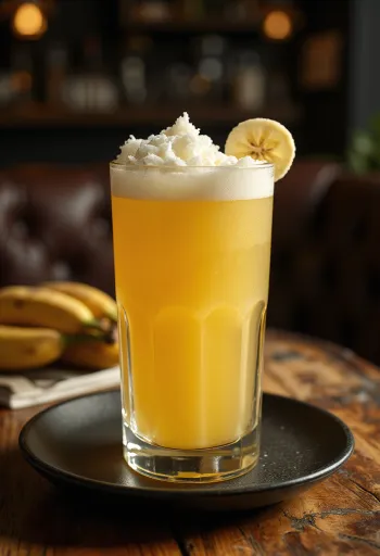 Cider od limuna i banane osvježavajuće piće ukrašeno kriškom limuna