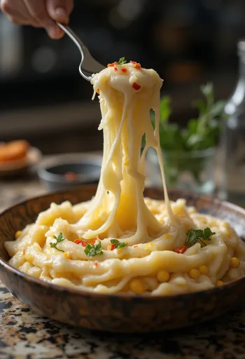 Elarji s ljutom papričicom, gruzijska kukuruzna kaša sa sirom, kuhana do rastezljivosti