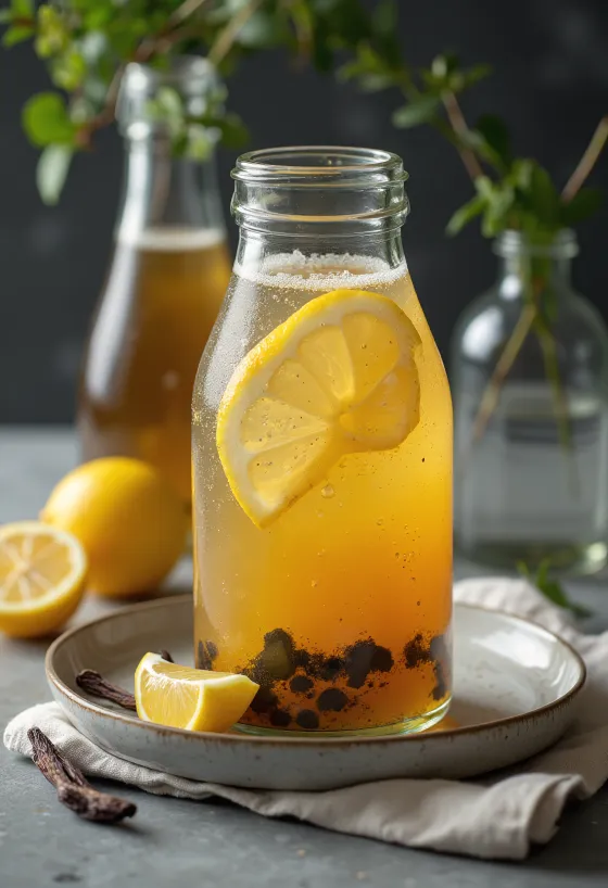 Probiotička kombucha s vanilijom svježe poslužena