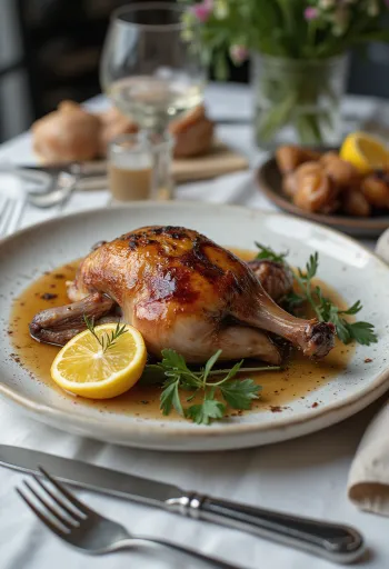 Pečeni golub s ružmarinom poslužen