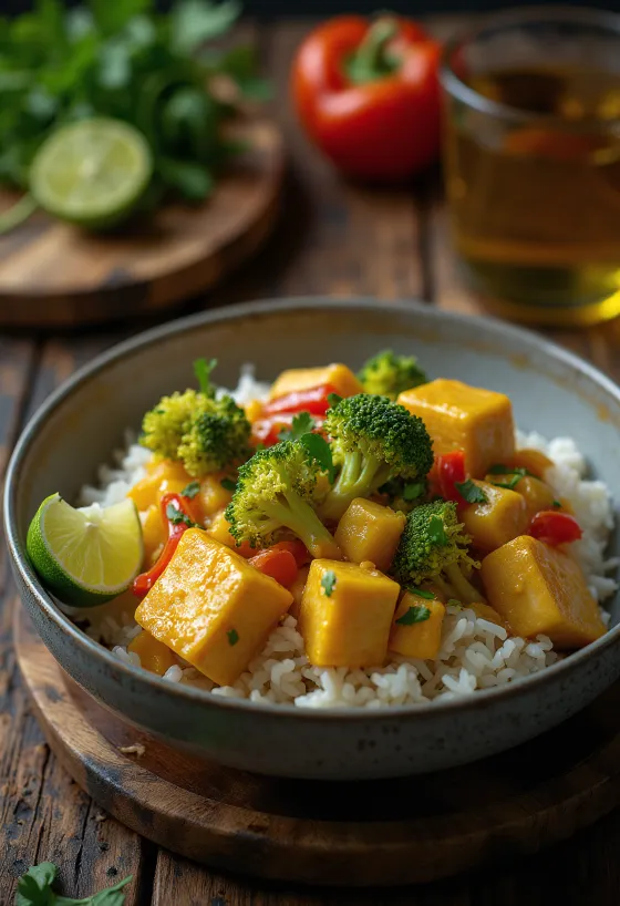 Povrtni curry s tofuom i rižom
