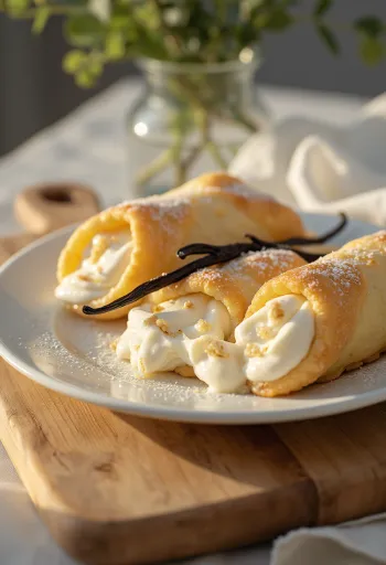 Cannoli s hrskavim tijestom, punjeni kremom od ricotte i vanilije