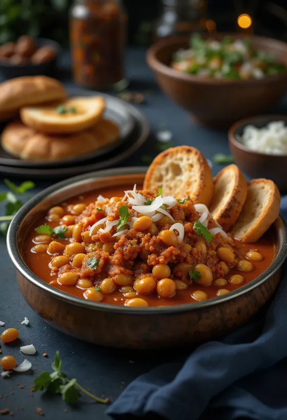 Misal pav u Nashik stilu poslužen, začinjen, bogatog okusa