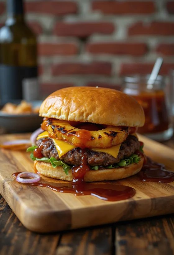 BBQ burger s ananasom
