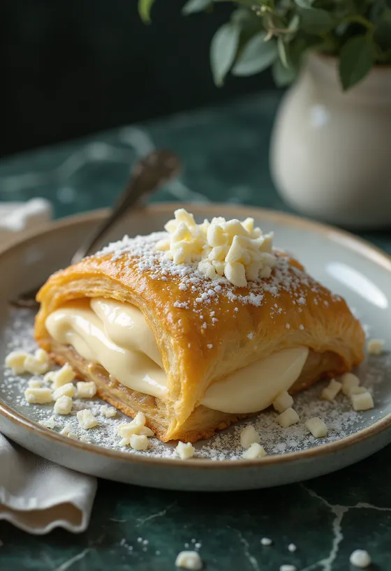 Štrudla s bijelom čokoladom svježe pečena