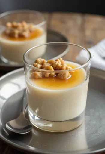 Panna cotta s medom i orasima poslužena