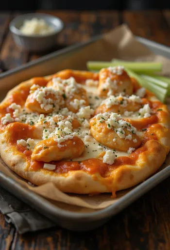 Buffalo chicken pizza s ljutom piletinom i plavim sirom