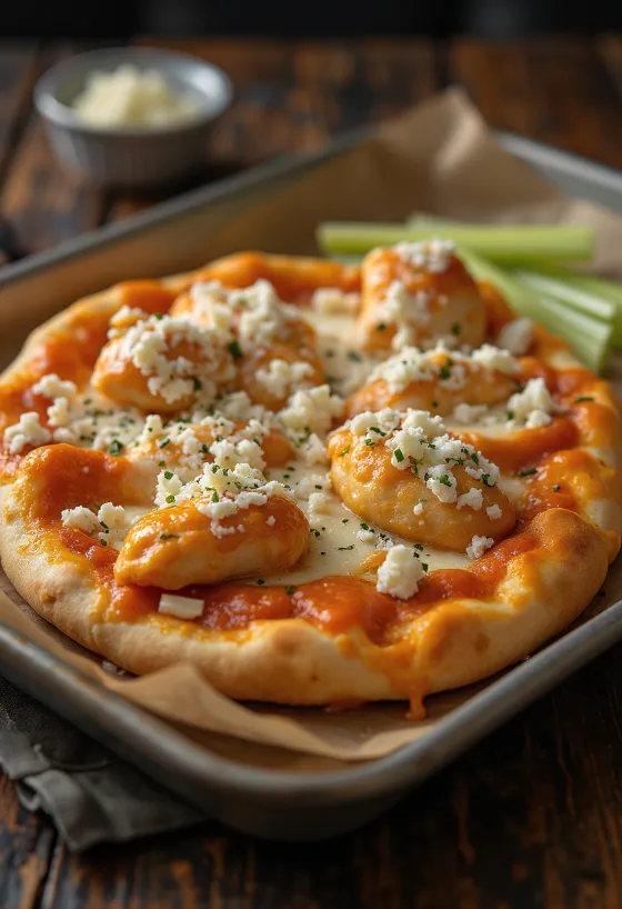 Buffalo chicken pizza s ljutom piletinom i plavim sirom