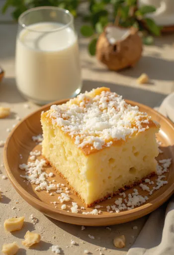 Kokos torta bez mlijeka ukrašena kokosovim mrvicama