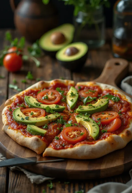Veganska pizza s avokadom i svježim povrćem