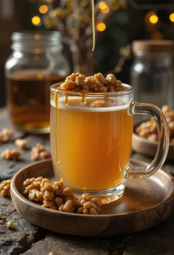 Cider s orasima i karamelom u čaši