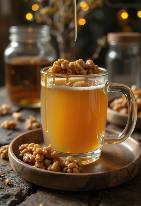 Cider s orasima i karamelom u čaši