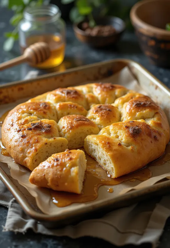 Poslužena focaccia s cimetom i medom