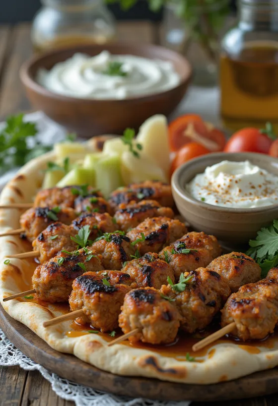 Kafta poslužena sa svježom pitom i salatom