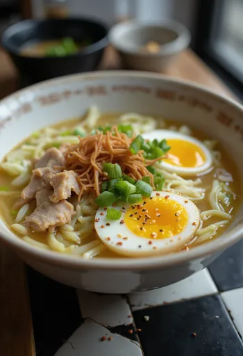 Bogata zdjela ramena s puno dodataka na uličnom štandu