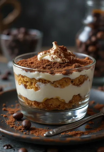 Klasični tiramisu, slojevite piškote posute kakaom u prahu