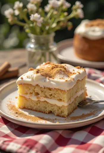 Kremasta torta s cimetom narezana i poslužena