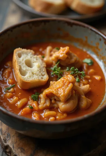 Gulaš od fileka sa sočnim, začinjenim umakom, poslužen sa svježim kruhom