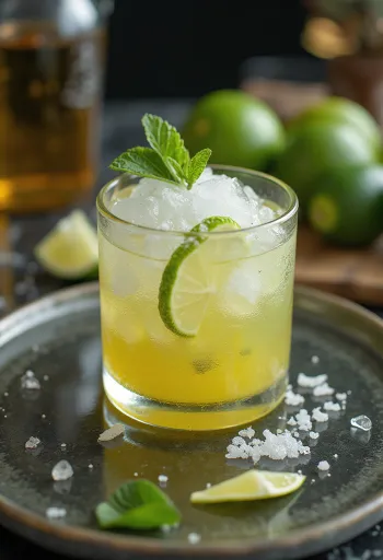 Caipirinha koktel s komadićima limete i drobljenim ledom