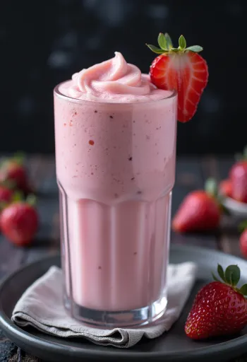 Milkshake od jagode poslužen u visokoj čaši