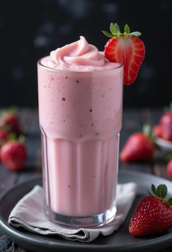 Milkshake od jagode poslužen u visokoj čaši