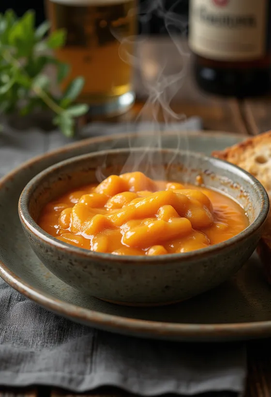Poslužen pivski cheddar umak od rajčice